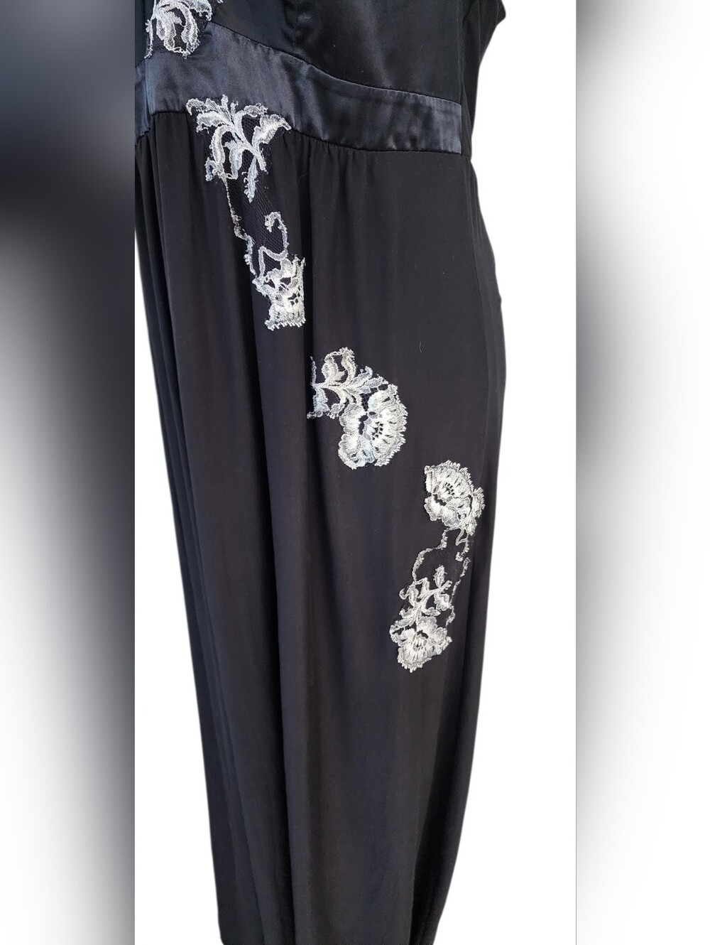 Soma Black Maxi Nightgown with White Lace Trim - Picture 7 of 9
